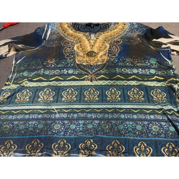 Whimsigoth Top 1X  Retro Asymmetrical Sleeves Studded Hippie 70’s byAvenida Axal - Picture 4 of 13